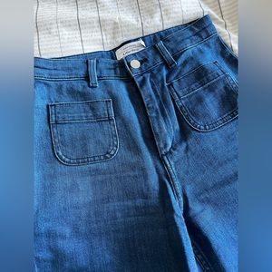 & Other Stories Paris Atelier 25 Flared High Waist Jeans Deep Blue Wash